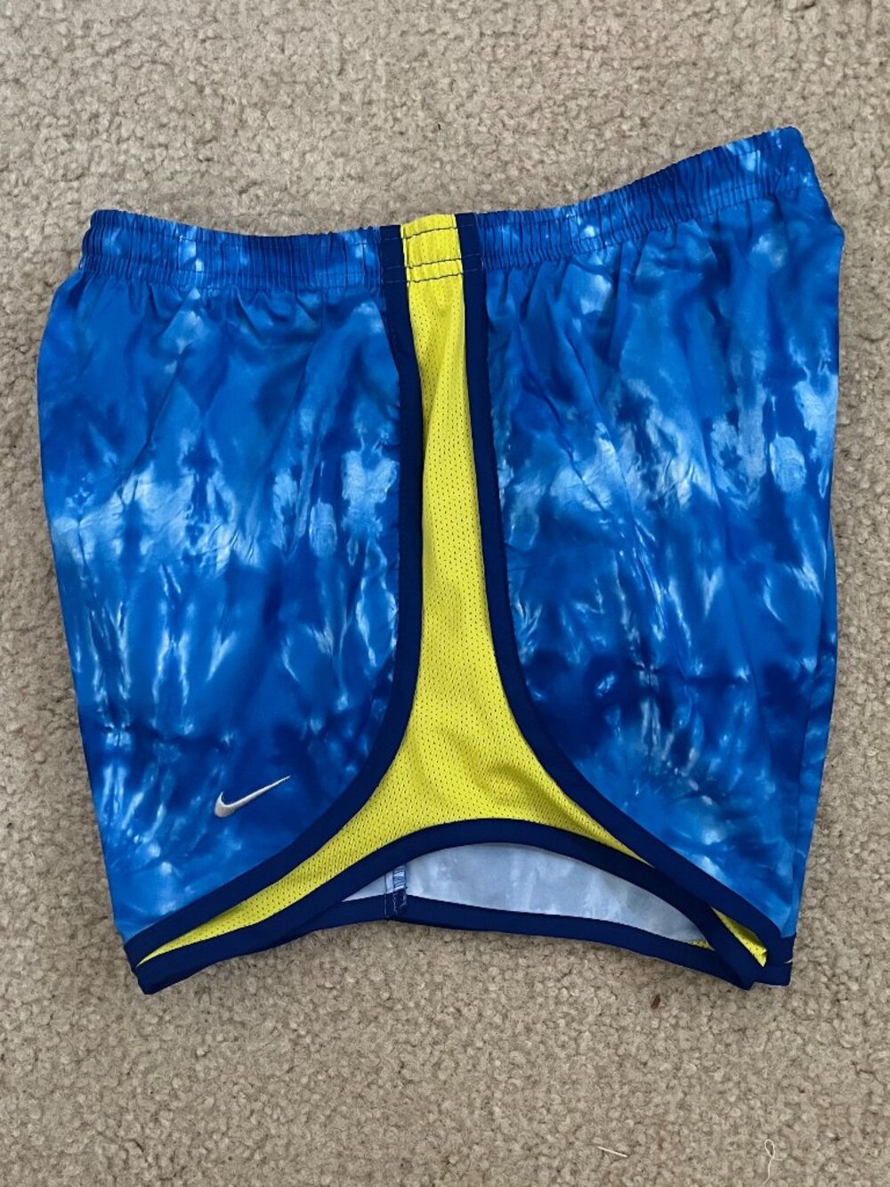 Nike Tempo Athletic Shorts • Size X-Small • Blue / Green / Yellow